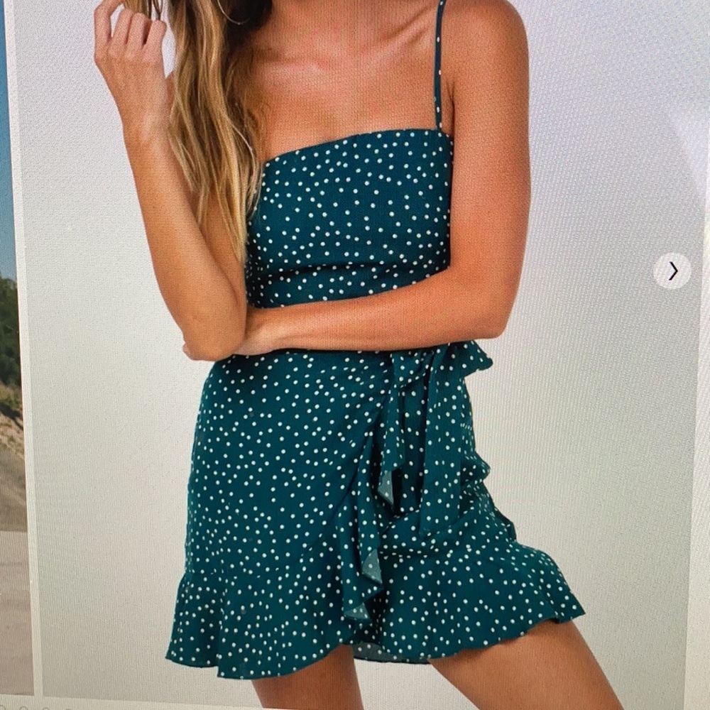 Princess polly Caesura teal polka dot mini dress